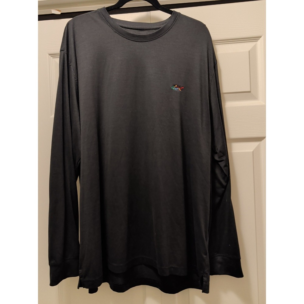 Greg Norman The Shark Long Sleeve Black Golf T-shirt Mens XXL 2XL Relaxed Fit